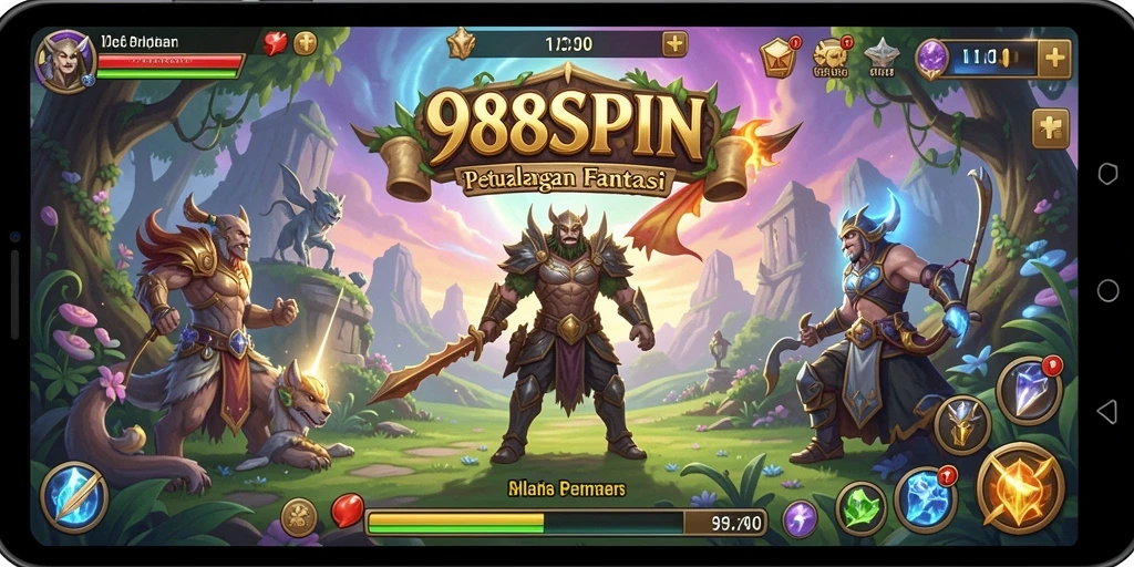 Tampilan screenshot gameplay RPG dari 988SPIN yang menampilkan pertarungan seru.