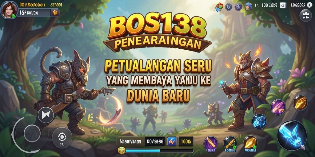 Screenshot utama menunjukkan karakter utama menjelajahi hutan misterius.