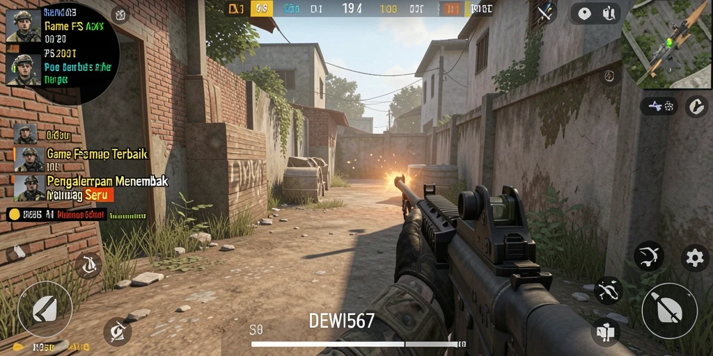 Screenshot utama DEWI567 menampilkan saat-saat intens dalam pertempuran FPS.