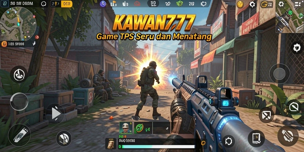 Tampilan gameplay seru dalam pertempuran TPS KAWAN777.