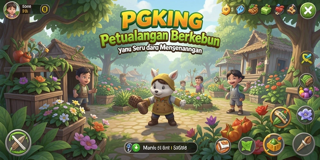 Gameplay PGKING yang menarik dengan berbagai aktivitas berkebun.