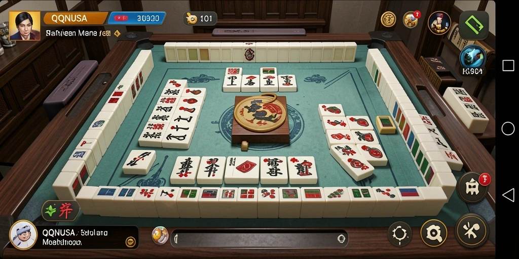 Screenshot QQNUSA menampilkan gameplay Mahjong yang seru dan menantang.