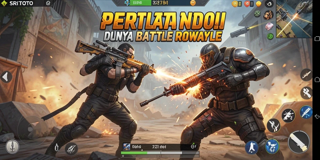 Tampilan utama gameplay SRITOTO dengan aksi Battle Royale yang mendebarkan.