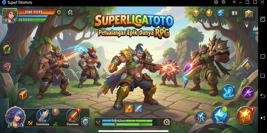 Tampilan gameplay epik di SUPERLIGATOTO dengan pertarungan seru dan karakter menarik.