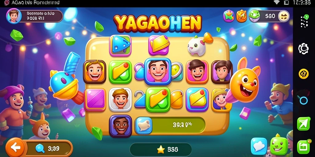 Screenshot gameplay YAGAOHEN menampilkan kombinasi elemen warna-warni yang memikat.